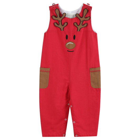 Lil Cactus - Red Reindeer Pocket Overalls