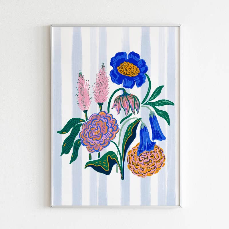 Tara Reed - "Floral with Stripes" - 8" x 10" Art Print