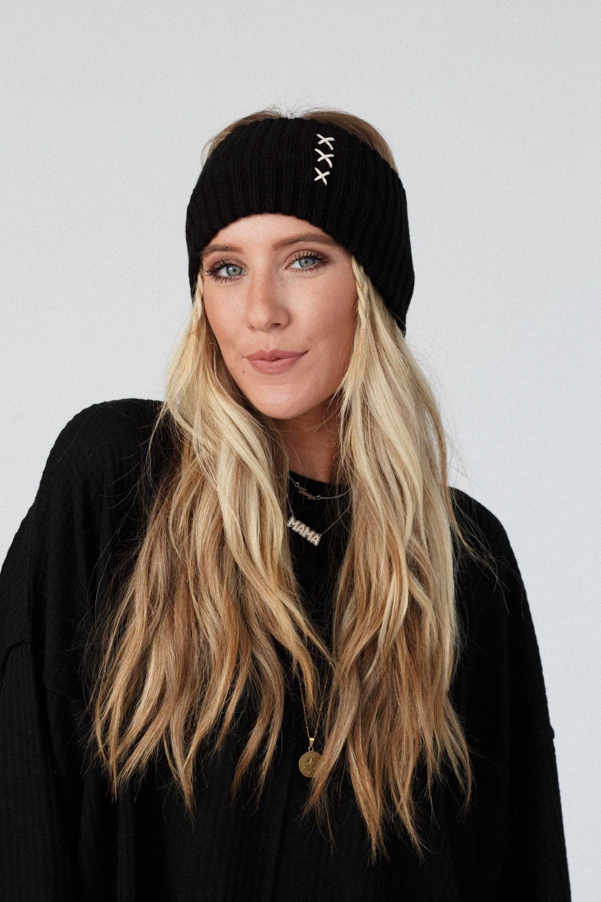 Three Bird Nest - Sadia Embroidered Head Wrap - Black
