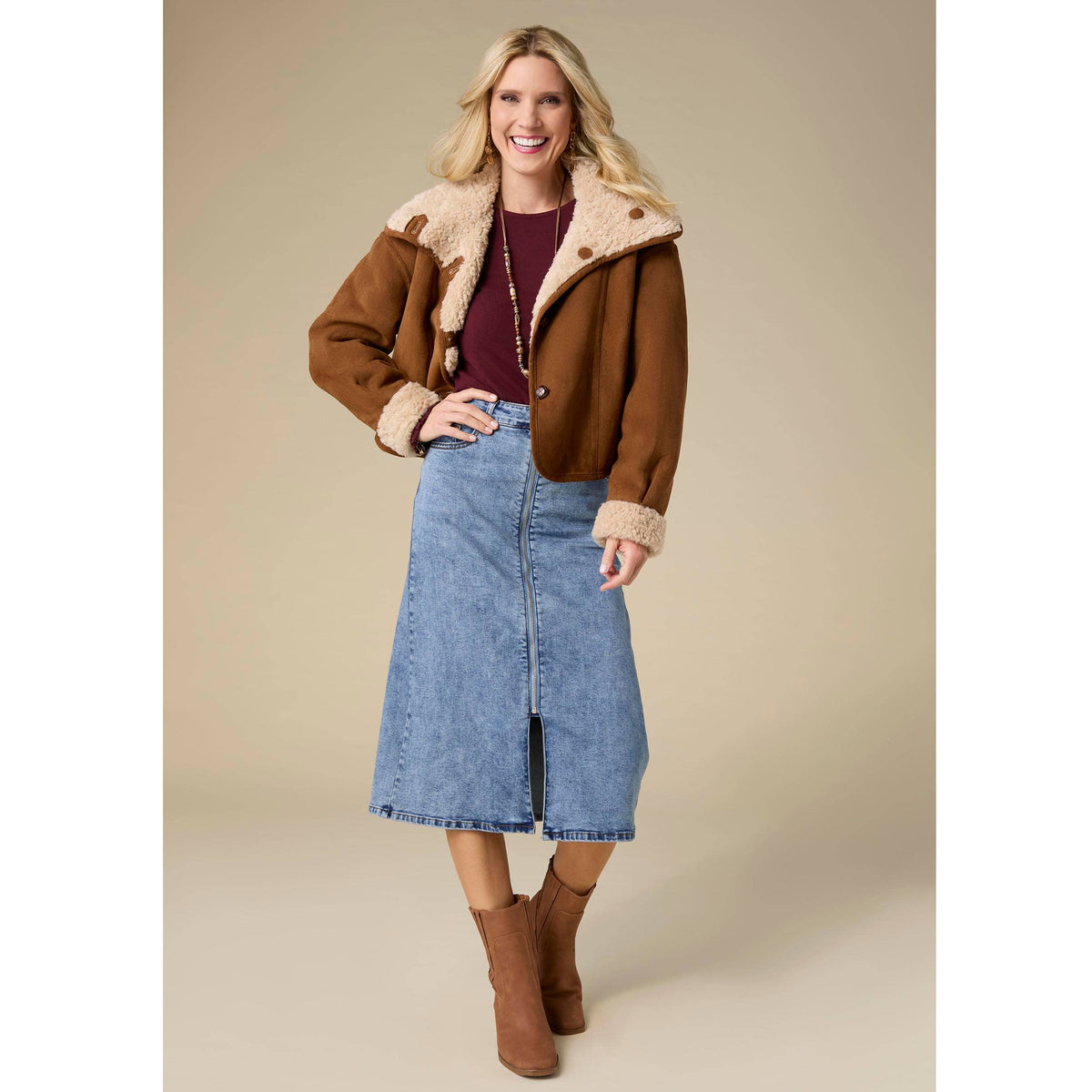 COCO + CARMEN - Harbor Reversible Curly Faux Lamb and Suede Jacket-Fall