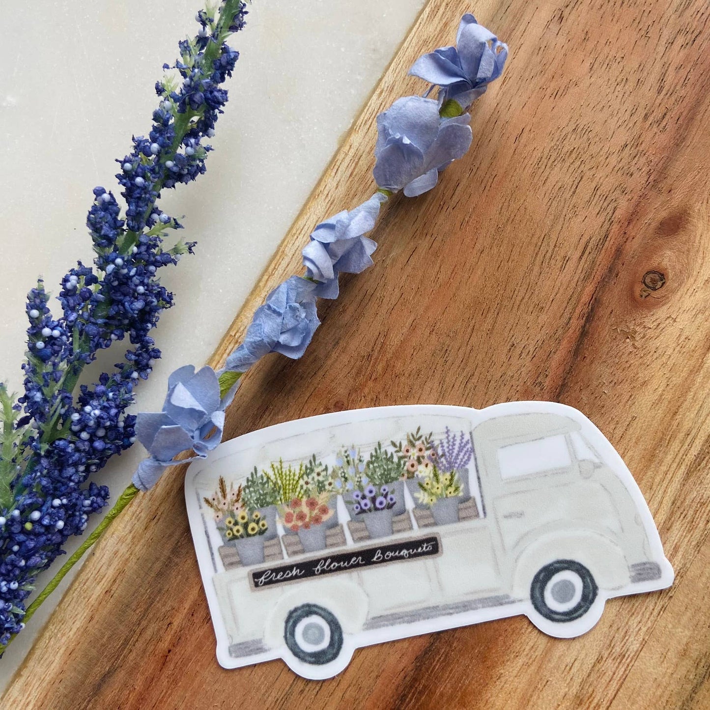 Makerie Day - Vintage Cream Flower Truck Sticker