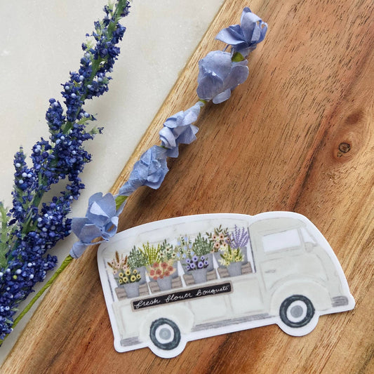 Makerie Day - Vintage Cream Flower Truck Sticker