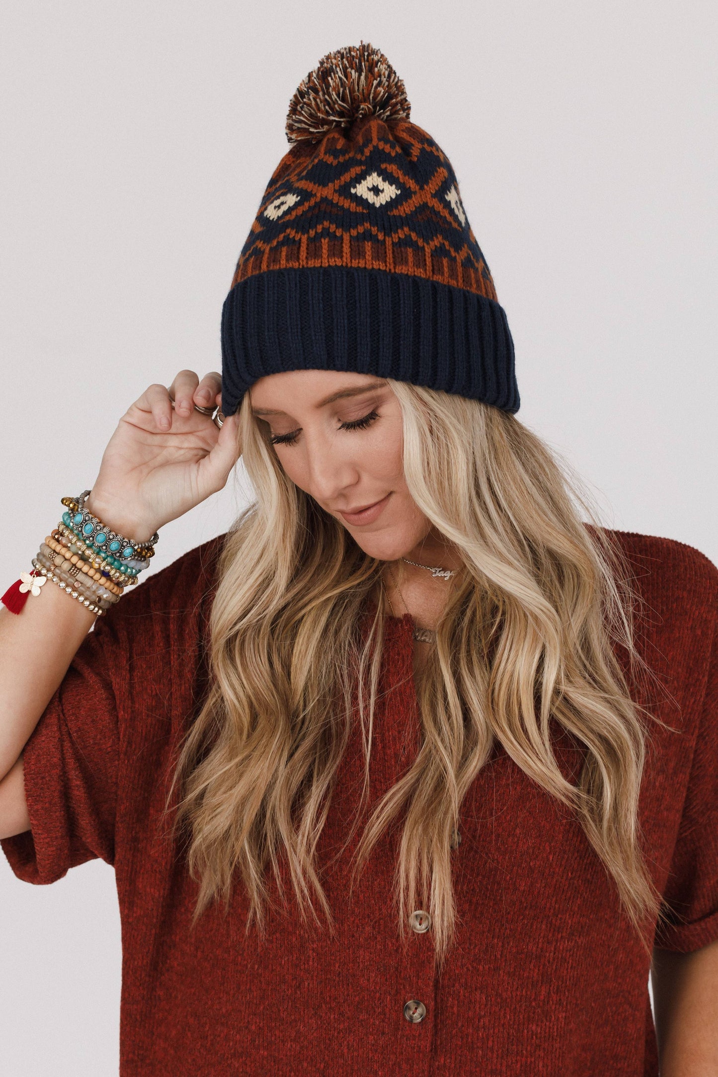 Three Bird Nest - Nili Pom Beanie - Camel Multi