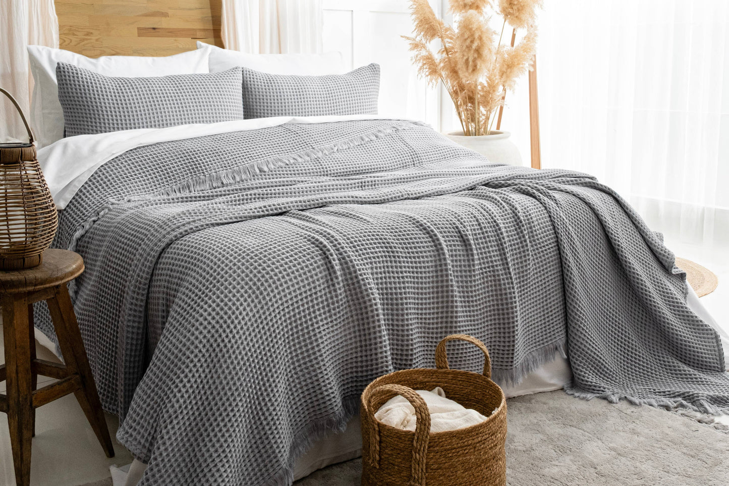 Naturloom - GOTS Certified Organic Cotton Waffle Blanket, Turkish Cotton Bedspread