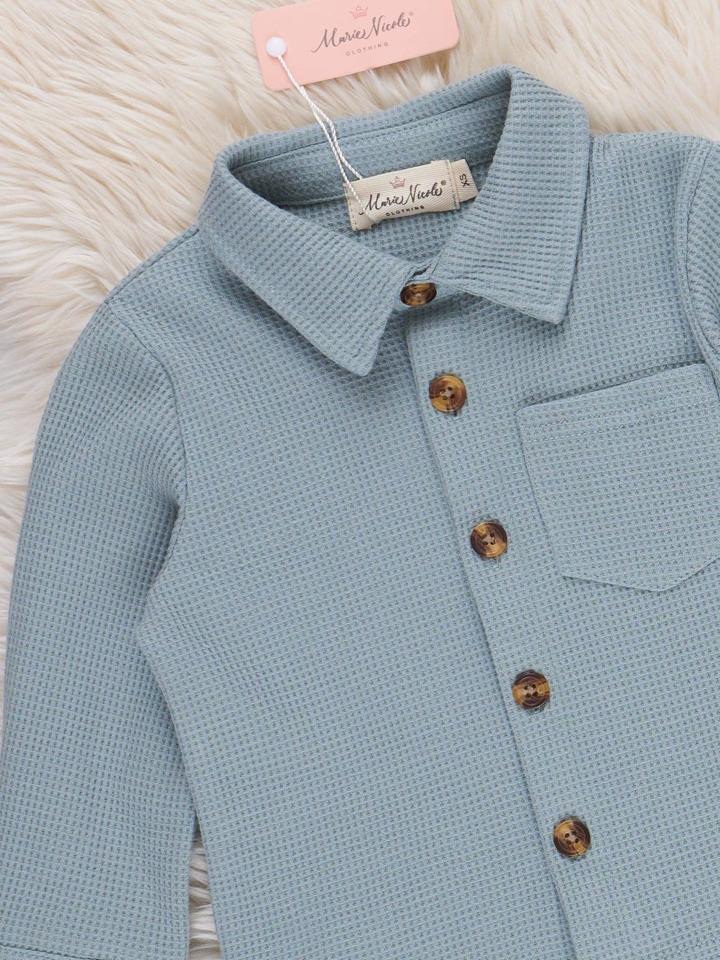 Marie Nicole Clothing - Little Gent Button-Up Shirt - Blue