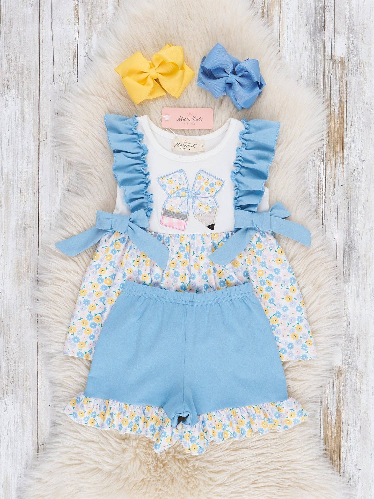 Marie Nicole Clothing - Ruffle Floral Bow Pencil Outfit
